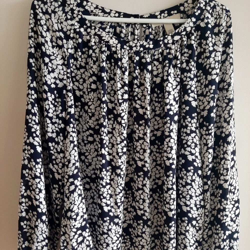 Navy Keyhole Blouse